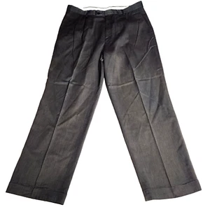 Alan Flusser Mens Wool Blend Dress Pants Sz 36x29 Charcoal Pleated Cuffed - Picture 1 of 12