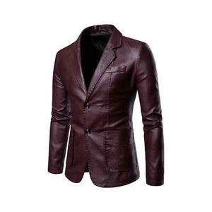 Men’s Purple Leather Blazer Real Lamb Skin Formal Office Coat | Premium Fashion - Picture 1 of 13