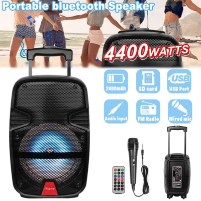 4,400 Watts Portable Party Speaker Outdoor Bluetooth Loud System with LED Lights - Image 1 of 4