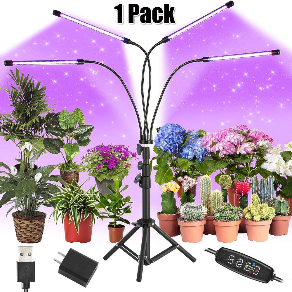 LED Grow Light with Stand for Indoor Plants Full Spectrum Plant Grow Lamp 4 Head