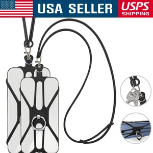 Cell Phone Strap Neck Lanyard Case Sling Necklace Cord Holder Silicone W/ Ring - Picture 1 of 8