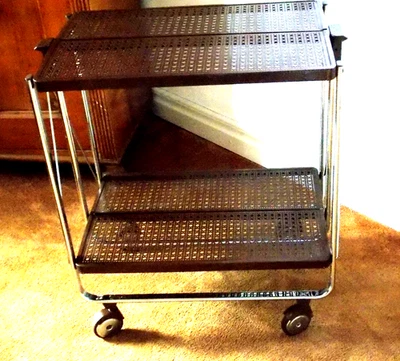 Antique Bar Tea Serving Cart Dining Table Metal Industrial Design FRZ L. Lepoix - Image 1 of 4