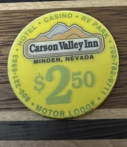 Autocaravana Carson Valley Inn $2,50 Hotel Motor Lodge Minden, Nevada Casino Chip - Imagen 1 de 2