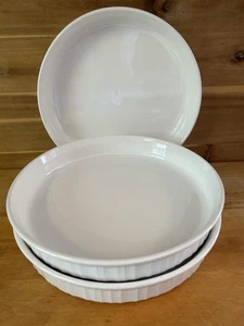 "Cazuelas para hornear Corning Ware 3 French White F-3-B redondas de 10"" usadas en excelente estado EE. UU. - Imagen 1 de 10