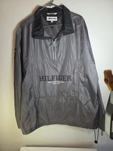 Giacca a vento Hilfiger Athletics uomo XL grigio logo pullover vintage Y2K - Foto 1 di 10