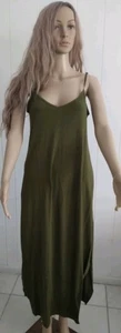 Maxi abito estivo verde poliestere boho spalline regolabili tasche, "HUSK ARY" taglia M - Foto 1 di 7