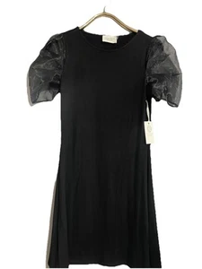 Hyacinth House Tuckernuck Black Tulle Sheer Puffy Sleeve Darby Dress MEDIUM NWT - Picture 1 of 7