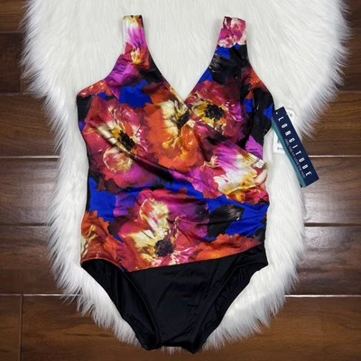 Longitude Women's Size 12 Side Shirred Surplice One Piece Swimsuit - Image 1 of 4