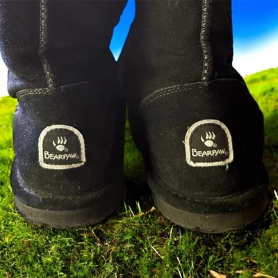 BEARPAW высокий черный замши овчины шерсти с подкладкой зимние ботинки унисекс размер 10/11  - Изображение 1 из 4