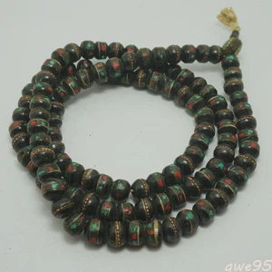 Tibetan Nepal Handmade Yak Bone 108 Mala Beads Buddhist Prayer Rosary Necklace - Picture 1 of 5