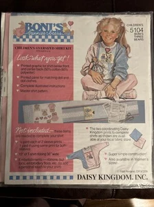 Vintage Boni's Bunnies & Bears Daisy Kingdom Childrens Oversize Shirt Kit 5104 - Picture 1 of 2