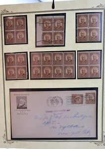 #684 US STAMP SHEET BLOCK 1 1/2C HARDING NEW BRUNSWICK NJ 1937 CANCEL OVERLAP - Picture 1 of 3
