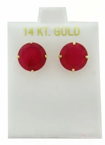 GENUINE 10.28 Cts RUBY STUD EARRINGS 14K GOLD - Free Appraisal Service - NWT - Picture 1 of 4