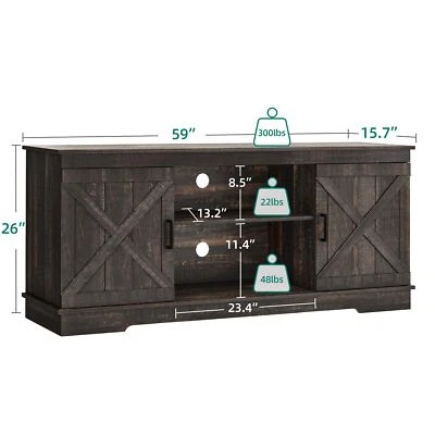 Farmhouse TV Stand for 65 Inch Entertainment Center with Barn Door Media Console - Image 1 of 4