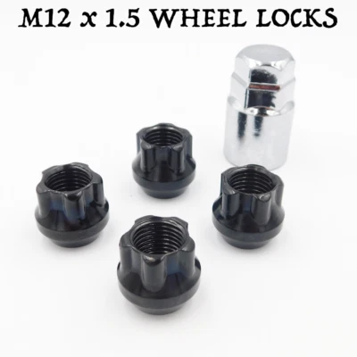 Locking Wheel Nuts M12x1.5 Open (Black) For Jeep Patriot, Compass - Image 1 of 4