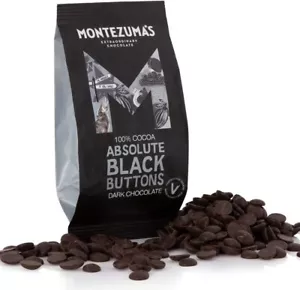 Montezuma's Absolute Black 100% Cocoa Dark Chocolate Buttons GlutenFree and Veg - Picture 1 of 6