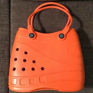 OPTARI SOL Orange Tote Croc Style Waterproof Beach Hand Bag With Handles NWOT - Picture 1 of 11