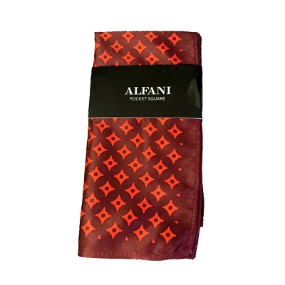 Alfani Men's Geo-Print Diamond Pocket Square Red - Image 1 of 2
