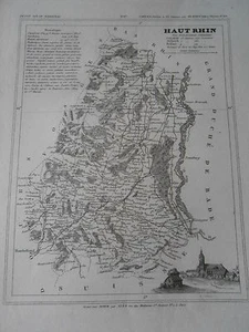 Carte du 19ème - dpt du Haut Rhin avec statistique et petit gravure - Picture 1 of 1