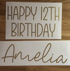 Personalised Happy Birthday Any Age Vinyl Decal Stickers For Balloons, Gift Box - Picture 1 of 2