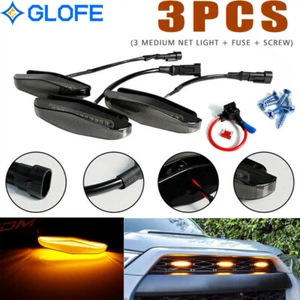 3pcs For 2014-up Toyota 4Runner Smoked Amber LED Front Grille DRL Running Lights - Picture 1 of 11