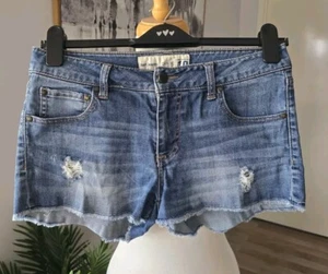 JUST JEANS blue frayed hem denim shorts - 10 - Picture 1 of 2