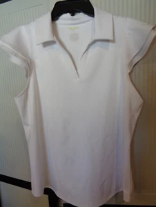WOMENS TEK GEAR SPORT GEAR SIZE LARGE WHITE BLOUSE/TOP POLYESTER- NWT-WITH FLAWS - Picture 1 of 9