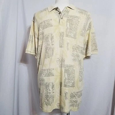 Caribbean Men's XL Polo Golf Shirt 70% Silk Palm Trees Pineapple (No Tag) - Image 1 of 4