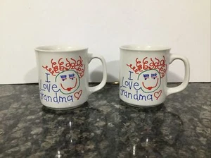 VINTAGE I LOVE GRANDMA COFFEE CUP/MUG SET/2 - Picture 1 of 5
