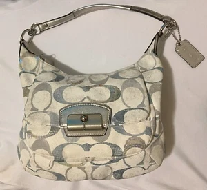 Coach Signature C KRISTIN Hobo Bag - White with light blue & Sequins - Picture 1 of 3