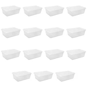 12 Qt. Storage Box Plastic Adult, White, Set of 15 - Picture 1 of 11
