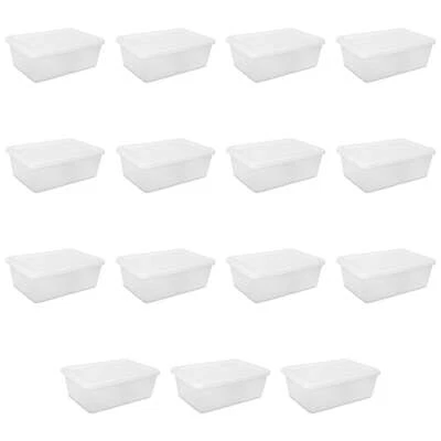 12 cuartos Caja de Almacenamiento Plástico Adulto, Blanco, Juego de 15 Foto 1 de 4