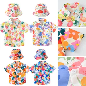 Girls Sets Beach Suits Tees Outfits Cap Summer Short Sleeve Holiday Hawaiian - Picture 1 of 54