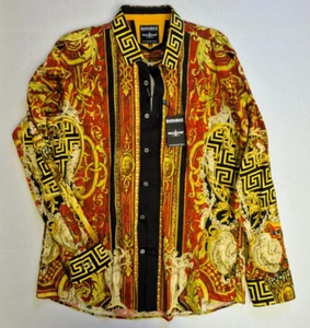 Barabas Men's 2XL Angles Greek Pattern Crown Shirts Button Down Long Sleeve - Picture 1 of 14