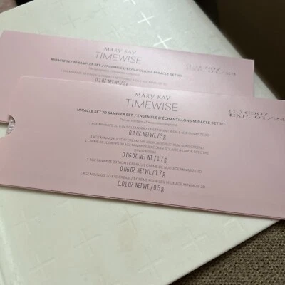 2  Mary Kay Timewise Miracle 3D Sampler Sets Normal To Dry Purse Travel 2 Packs - Image 1 of 4