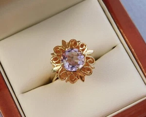 1971 SLADE & KEMPTON RING 9 KT GELBGOLD AMETHYST FLEUR-DE-LIS 3,5 g GRÖSSE H 1/2 - Bild 1 von 13
