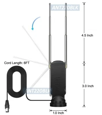 Dual Telescopic TV Antenna For DTV DVB-T UHF VHF USB TV Tuner Stick - Image 1 of 4