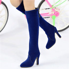 1/6Scale Female Blue Suede PU Leather Hollow Boots High Heels For12" Figure Doll