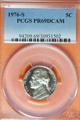 1976 -S PCGS PR69DCAM JEFFERSON NICKEL #B39925 - Image 1 of 2