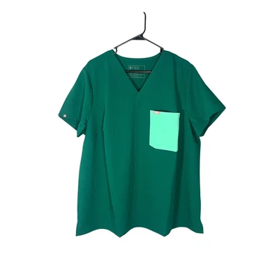 Figs Catarina контраст один карман скраб верхний хирургический 3XL лес зеленый PO #4173 новый с Ярлыками - Изображение 1 из 4