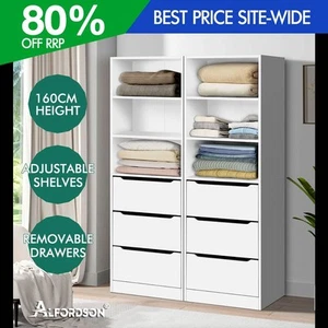 ALFORDSON 2x Wardrobe Clothes Storage Cabinet Organizer 3 Drawers White - Picture 1 of 12