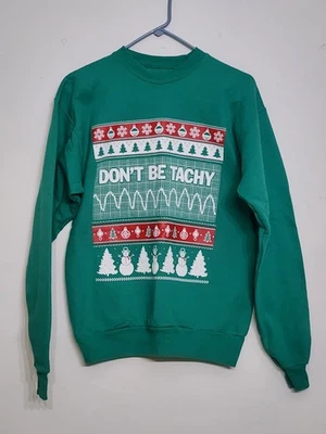 Ugly Christmas Tachy Nurse Doctor Medical Green Sweatshirt Snowmen Unisex Small - Image 1 of 4