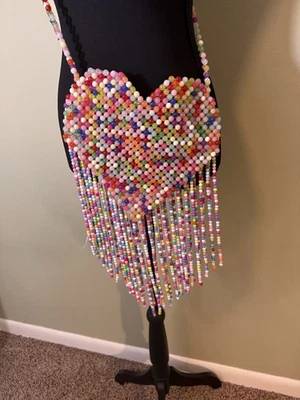 Bolso Bandolera Arco Iris Con Cuentas Forma de Corazón Colorido Caprichoso Divertido ¡NUEVO! 🌈🍭🦄 Foto 1 de 4