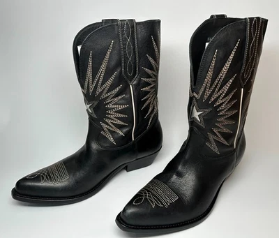 Golden Goose Wish Star Low Western Boots Black Size EU 41 US 9.5 Black Ecru NOB - Image 1 of 4