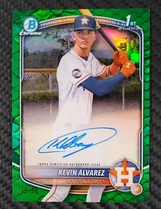 2025 Bowman Chrome Kevin Alvarez Green 28/99 Reptilian AUTO 1ST Rookie ASTROS - Bild 1 von 5