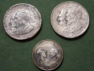 PHILIPPINES - 1936 Commonwealth set - Manila Bay salvage - 50c + 2x Peso - VF-XF - Picture 1 of 2