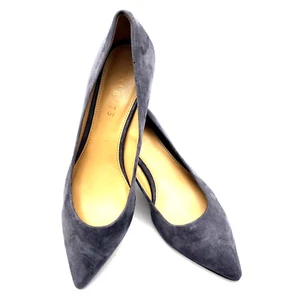 Tacones de cuña de cuero gamuza gris Talbots dedos puntiagudos para mujer talla 8N - Imagen 1 de 12