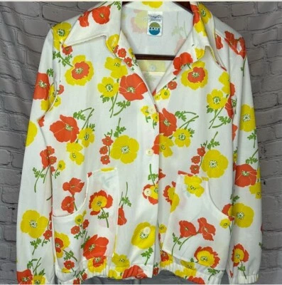 Jantzen Open Windbreaker Jacket Floral Pattern Women’s Size L - Image 1 of 4