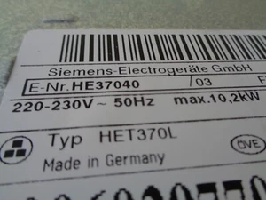 2800W 230V Heizung Oberhitze , Siemens HE37040 /03 - Bild 1 von 12