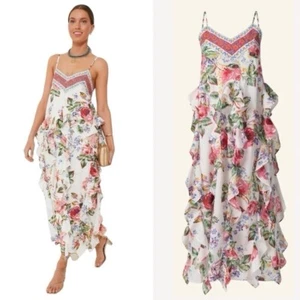 Alix of Bohemia Filipa Rosa Kleid Medium Wildflower Baumwolle Rüschen Resort Luxus - Bild 1 von 14